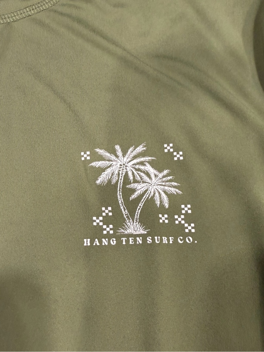 UPF 50+ UV- Hang Ten Olive Green Long Sleeve Palm Graphic Shirt - Picture 2 of 4